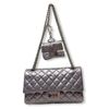 🍒CHANEL2.55鐵灰色小牛皮皮泛帶金屬光澤 +迷你掛包(2F1330001)-1