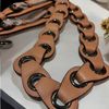 COACH 鏈式皮革包包背帶/粉-3