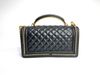 Chanel 香奈兒 黑牛皮菱格金釦皮穿鍊 Handle 25-2