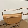 BURBERRY 半月包 Olympia 小牛皮翻蓋斜背包(沙色)-0