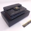 CHANEL 雙C 釦式零錢袋 三摺短夾 黑金-0