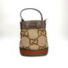 Gucci 咖帆布大G Logo手提斜背水桶包-2