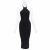 1017 ALYX 9SM black ribbed silver S plate halter midi bodycon dress XS-0