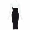1017 ALYX 9SM black ribbed silver S plate halter midi bodycon dress XS-4
