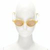 LOEWE SLW450 48 23 L03X yellow round frame brown tint sunglasses-0