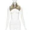 new SIMONE ROCHA brown genuine fur leather clear bead embellished collar-1