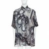 YOHJI YAMAMOTO 100% silk grey beige abstract print relaxed shirt JP2 M-0