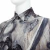 YOHJI YAMAMOTO 100% silk grey beige abstract print relaxed shirt JP2 M-1