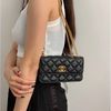 Chanel 黑羊皮霧金釦下蓋金柱調節釦mini 斜背包-0