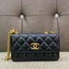 Chanel 黑羊皮霧金釦下蓋金柱調節釦mini 斜背包-1