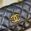 Chanel 黑羊皮霧金釦下蓋金柱調節釦mini 斜背包-5