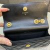 Chanel 黑羊皮霧金釦下蓋金柱調節釦mini 斜背包-7
