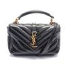 SAINT LAURENT PARIS 學院迷你手提包 779430DZH071000 皮革黑色全新-0