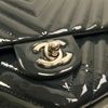 CHANEL 漆皮皮革Classic 25銀扣鏈帶肩背袋灰藍色-8