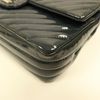 CHANEL 漆皮皮革Classic 25銀扣鏈帶肩背袋灰藍色-13