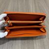 Prada橘色牛皮金logo拉鍊長夾 零錢皮夾-10