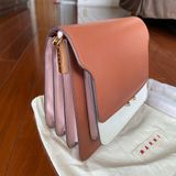 二手 極限量拼色 Marni Trunk  中號 栗子棕色 粉紅 白色
