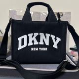 DKNY-包-亮面字樣可手提肩背側背紙袋包（黑）帆布