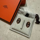全新品 HERMES 愛馬仕 Mini Maillon耳環 黑色