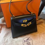 hermes mini shoulder Kelly 20 愛馬仕 古董黑金box皮凱莉包