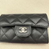 ［已售出］Chanel 香奈兒 經典 荔枝牛皮 魚子醬 單層 卡包 黑銀 AP0214