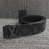 【LOUIS VUITTON LV 路易威登】INITIALES 經典MONOGRAM花紋銀釦雙面腰帶/皮帶(石墨色)(下單前須先私訊)