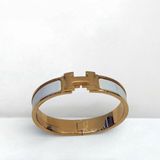 S5323-Hermes Clic白色玫瑰金釦H手環PM