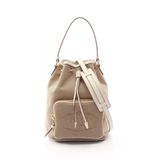 PRADA LOGO JACQUARD 2WAY 單肩手袋 1BH097 帆布皮革 米色 白色 二手