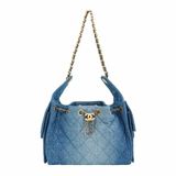 Chanel 25 Bag 牛仔布金釦鏈帶肩背包(AS5293-牛仔藍)