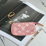 LV粉丹寧一字零錢包👛