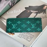 LV綠色扁一字卡片零錢包