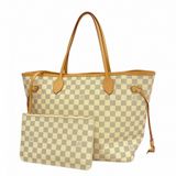 路易威登 Damier Azur Neverfull MM 手提包 N41361 白色 女士