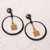 Chanel 94年黑金香水瓶大圆环耳夹