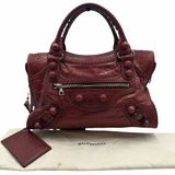 【美收精品】BALENCIAGA  酒紅色大機車包 C-681【隔月月中將轉賣至日本 上架期限30天】