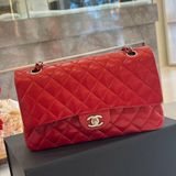 Chanel Coco 紅色羊皮銀釦 CF25口蓋包