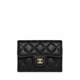 CHANEL 香奈兒 Classic Flap Card Holder 黑色金扣魚子醬牛皮｜翻蓋卡夾 零錢包 卡片夾｜晶片款 經典熱門 入門首選｜KÉSH 凱仕精品