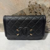 Chanel黑荔枝牛皮Woc