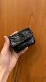 YSL 黑油蠟牛皮黑釦迷你斜背包