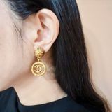 【正品現貨】Chanel 香奈兒 80年代Vintage✨凱爾特風麻花扭紋復古金✨吊墜耳夾夾式耳環 (附盒)