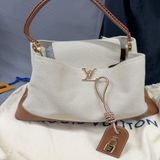 LV路易威登 Capucines Weekender 白拼咖色手提包
