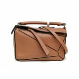 LOEWE Puzzle18幾何包迷你MINI棕色牛皮肩背包