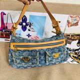 LV丹寧Baggy hobo 手袋 ,肩背包 水洗牛仔布+Monogram老花，復古感滿滿！植鞣革肩帶+金五金，細節超精緻✨