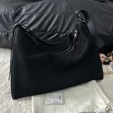 Loewe黑銀麂皮berlingo牛皮單肩斜挎包 男女同款 配件:防塵袋 尺寸:31×43×21。