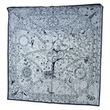 HERMES Carre 140 圍巾「Peuple Du Vent」羊絨海軍藍正品 hk3921M