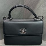 Chanel 香奈兒 trendy cc 小號 黑銀鏈條包 光面小牛皮 26開帶卡
