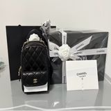 CHANEL香奈兒-黑金魚子醬迷你後背包 鏈帶小書包｜全配｜台灣專櫃購入