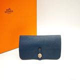 9成新 愛馬仕 Hermès Dogon 長夾 深藍色 Togo 牛皮 銀扣