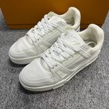 Louis vuitton白色皮革側面標識圓頭系帶低幫板鞋 Size：38碼