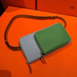 Hermes 愛馬仕 天藍色/薄荷色/瑪莎拉茶色 拼色 E皮/S皮 Nouveau Togo 單肩斜挎包 Stamp:U刻 配件：塵袋 盒子