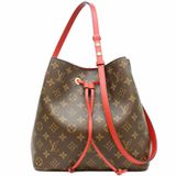 路易威登 M44021 Monogram Coquelicot 紅色 NeoNoe MM 肩背包 棕色金色五金 女士